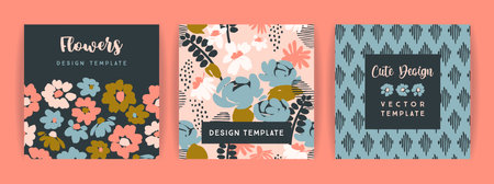 Set of vector floral design. Template for card, poster, flyer, home decor and otherのイラスト素材