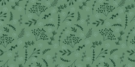 Green floral seamless pattern. Modern abstract designのイラスト素材