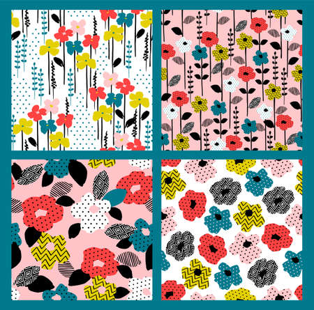 Floral seamless patterns. Vector design for paper, cover, fabric, interior decor and otherのイラスト素材