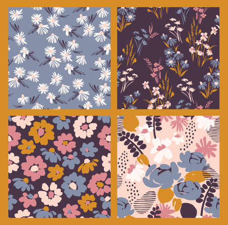 Floral seamless patterns. Vector design for paper, cover, fabric, interior decor and otherのイラスト素材