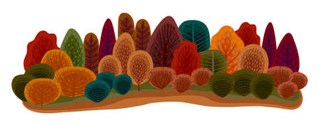 Isolated illustration with autumn forest. Vector template for card, poster, flyer, cover and otherのイラスト素材