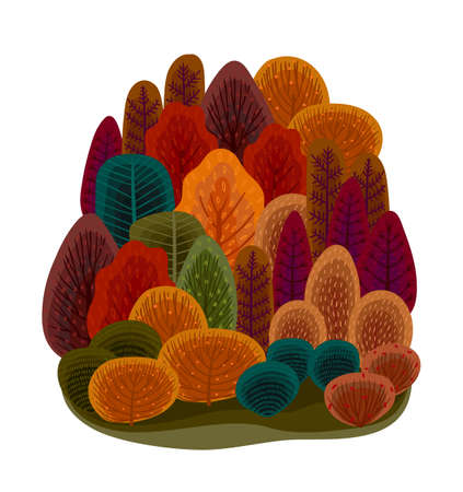 Isolated illustration with autumn forest. Vector template for card, poster, flyer, cover and otherのイラスト素材