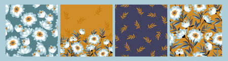 Floral seamless patterns. Vector design for paper, cover, fabric, interior decor and otherのイラスト素材