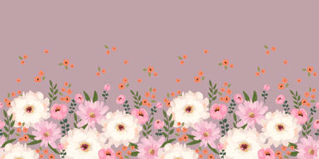 Floral seamless border. Vector design for paper, cover, fabric, interior decor and otherのイラスト素材
