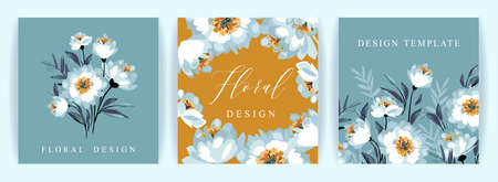 Set of vector floral design. Template for card, poster, flyer, cover, home decor and other.のイラスト素材