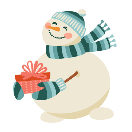 Christmas snowman. Isolated illustration. Element design.のイラスト素材