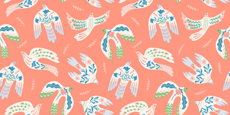Doves of peace. Vector seamless pattern. Background for paper, packaging, wallpaper, fabric and...