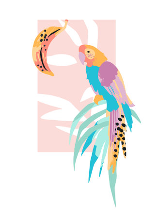 Abstract tropical illustration. Isolated design for tshirt, posters, covers, cards, interior decor and otherのイラスト素材