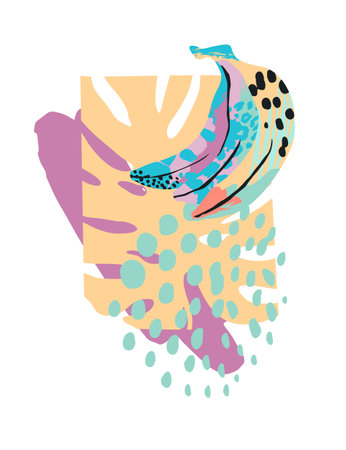Abstract tropical illustration. Isolated design for tshirt, posters, covers, cards, interior decor and otherのイラスト素材