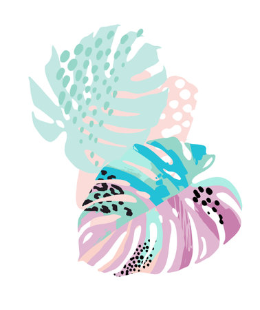 Abstract tropical illustration. Isolated design for tshirt, posters, covers, cards, interior decor and otherのイラスト素材