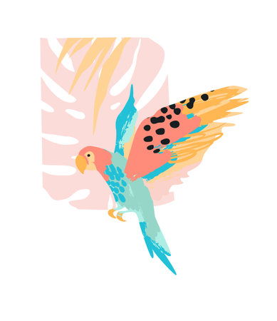 Abstract tropical illustration. Isolated design for tshirt, posters, covers, cards, interior decor and otherのイラスト素材