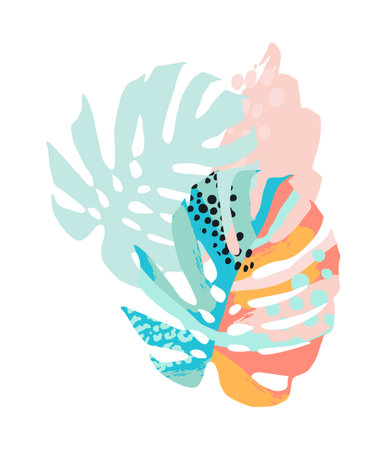 Abstract tropical illustration. Isolated design for tshirt, posters, covers, cards, interior decor and otherのイラスト素材