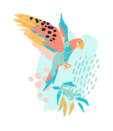 Abstract tropical illustration. Isolated design for tshirt, posters, covers, cards, interior decor and otherのイラスト素材