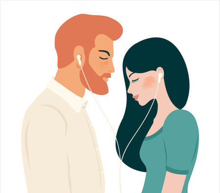 Romantic isolated illustration with man and woman. Love, love story, relationship. Vector design concept for Valentines Day and other.のイラスト素材