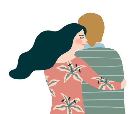 Romantic isolated illustration with man and woman. Love, love story, relationship. Vector design concept for Valentines Day and otherのイラスト素材