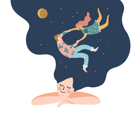 Romantic illustration with people. Love, love story, relationship. Vector design concept for Valentines Day and other use.のイラスト素材