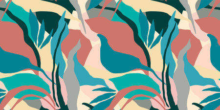 Artistic seamless pattern with abstract leaves. Modern design for paper, cover, fabric, interior decor and otherのイラスト素材