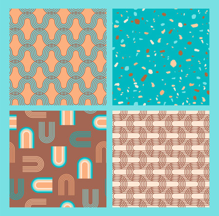 Abstract geometric collection of seamless patterns. Contemporary style. Modern design.のイラスト素材