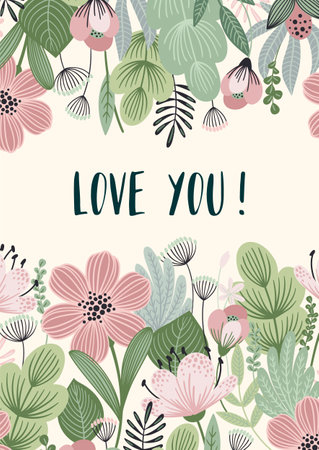 Floral design concept for Valentines Day and other use. Vector illustration.のイラスト素材