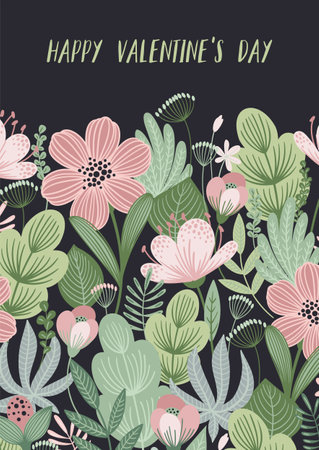Floral design concept for Valentines Day and other use. Vector illustration.のイラスト素材