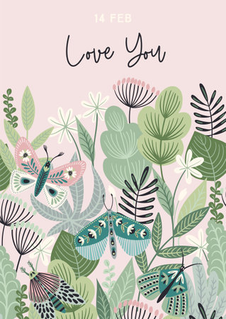 Floral design concept for Valentines Day and other use. Vector illustration.のイラスト素材