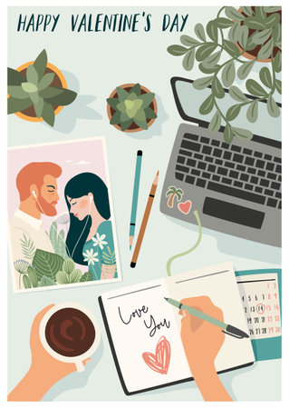 Romantic illustration. Love, love story, relationship. Vector design concept for Valentines Day and other.のイラスト素材