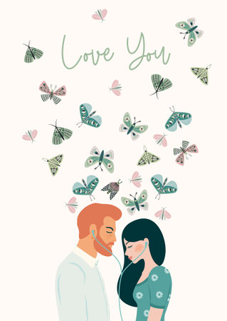 Romantic illustration. Man and woman. Love, love story, relationship. Vector design concept for Valentines Day and otherのイラスト素材
