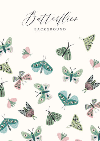 Vector butterflies background. Template for card, poster, flyer, cover, home decor and other.のイラスト素材