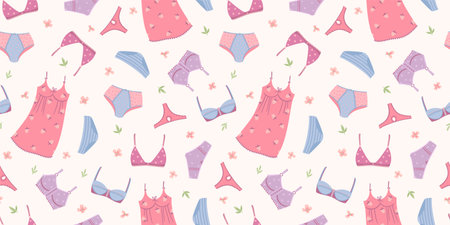 Seamless pattern with womens underwear. Vector design concept for International Women s Day and otherのイラスト素材