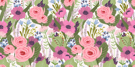 Floral seamless pattern. Vector design for paper, cover, fabric, interior decor and otherのイラスト素材