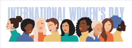 Isolated vector illustration of abstract women with different skin colors. Struggle for freedom, independence, equality. Concept for International Womens Day and otherのイラスト素材
