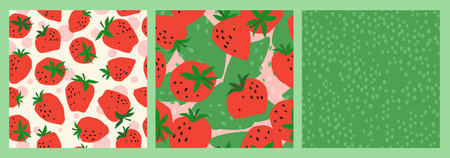 Floral seamless patterns with Strawberry. Vector abstract design for paper, cover, fabric, interior decor and otherのイラスト素材