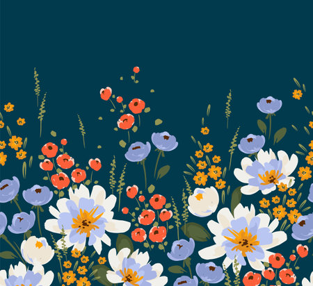 Floral seamless border. Vector design for paper, cover, fabric, interior decor and otherのイラスト素材
