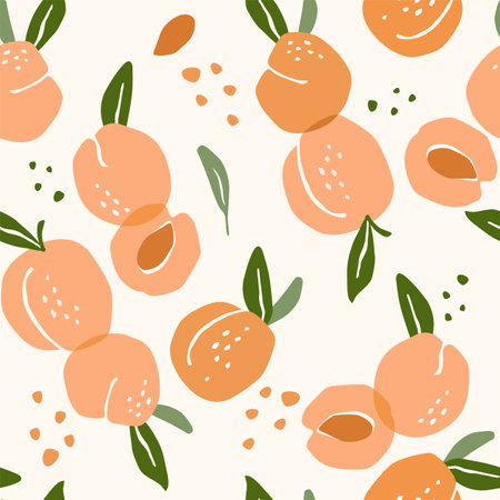 Vector seamless pattern with peaches. Trendy hand drawn textures. Modern abstract designのイラスト素材