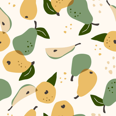 Vector seamless pattern with simple pears. Trendy hand drawn textures. Modern abstract designのイラスト素材