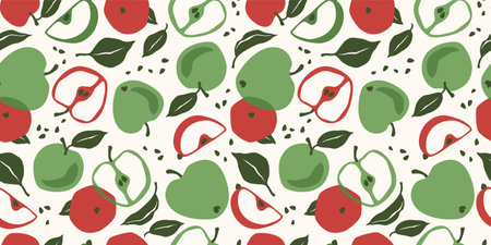 Vector seamless pattern with apples. Trendy hand drawn textures. Modern abstract design for paper, cover, fabric, interior decor and otherのイラスト素材