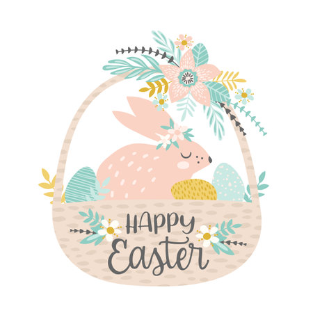 Happy Easter. Vector isolated illustration for card, poster, flyer and other use.のイラスト素材