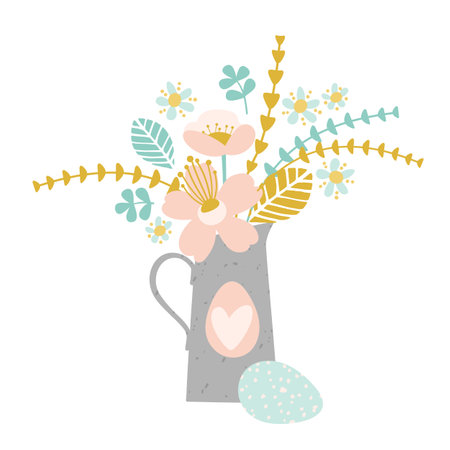 Easter bouquet. Vector isolated illustration for card, poster, flyer and other use. Design element.のイラスト素材