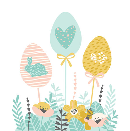 Happy Easter. Vector isolated illustration for card, poster, flyer and other use.のイラスト素材