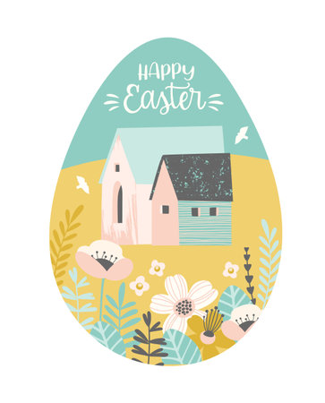 Happy Easter. Vector isolated illustration for card, poster, flyer and other use.のイラスト素材