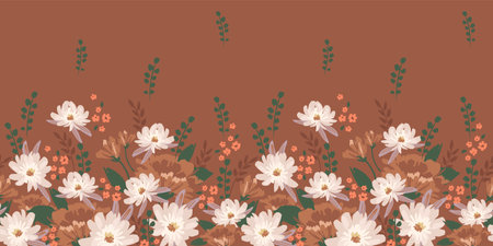 Floral seamless border. Vector design for paper, cover, fabric, interior decor and otherのイラスト素材