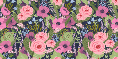 Floral seamless pattern. Vector design for paper, cover, fabric, interior decor and otherのイラスト素材