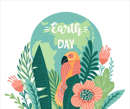Vector illustration for Earth Day and other environmental concept. Isolated design for card, poster, banner, flyer and other useのイラスト素材