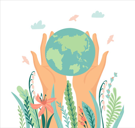 Vector illustration for Earth Day and other environmental concept. Isolated design for card, poster, banner, flyer and other useのイラスト素材