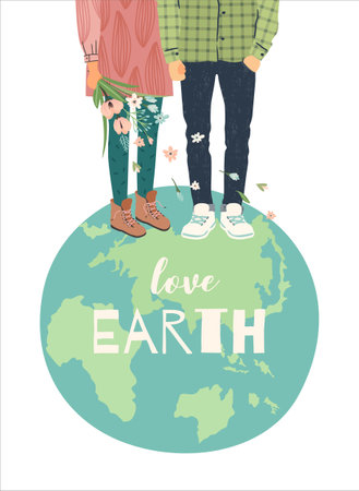 Vector illustration for Earth Day and other environmental concept. Isolated design for card, poster, banner, flyer and other useのイラスト素材