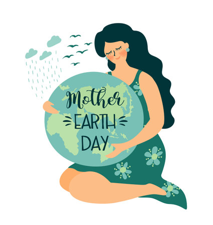Vector illustration for Earth Day and other environmental concept. Isolated design for card, poster, banner, flyer and other useのイラスト素材