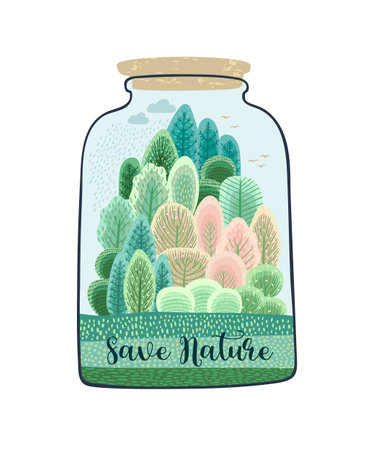 Vector illustration for Earth Day and other environmental concept. Isolated design for card, poster, banner, flyer and other useのイラスト素材