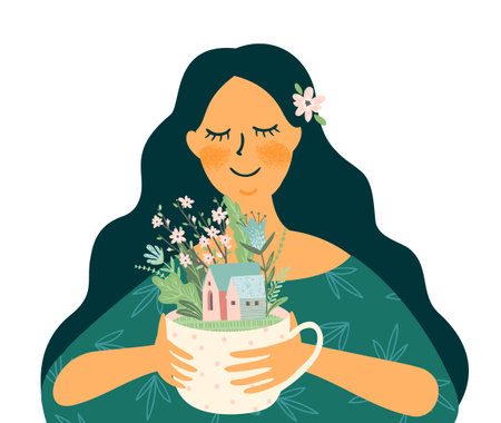 Vector illustration for Earth Day and other environmental concept. Isolated design for card, poster, banner, flyer and other useのイラスト素材