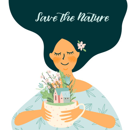 Vector illustration for Earth Day and other environmental concept. Isolated design for card, poster, banner, flyer and other useのイラスト素材