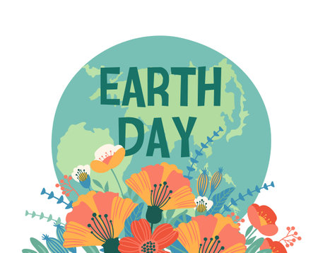 Vector illustration for Earth Day and other environmental concept. Isolated design for card, poster, banner, flyer and other use.のイラスト素材